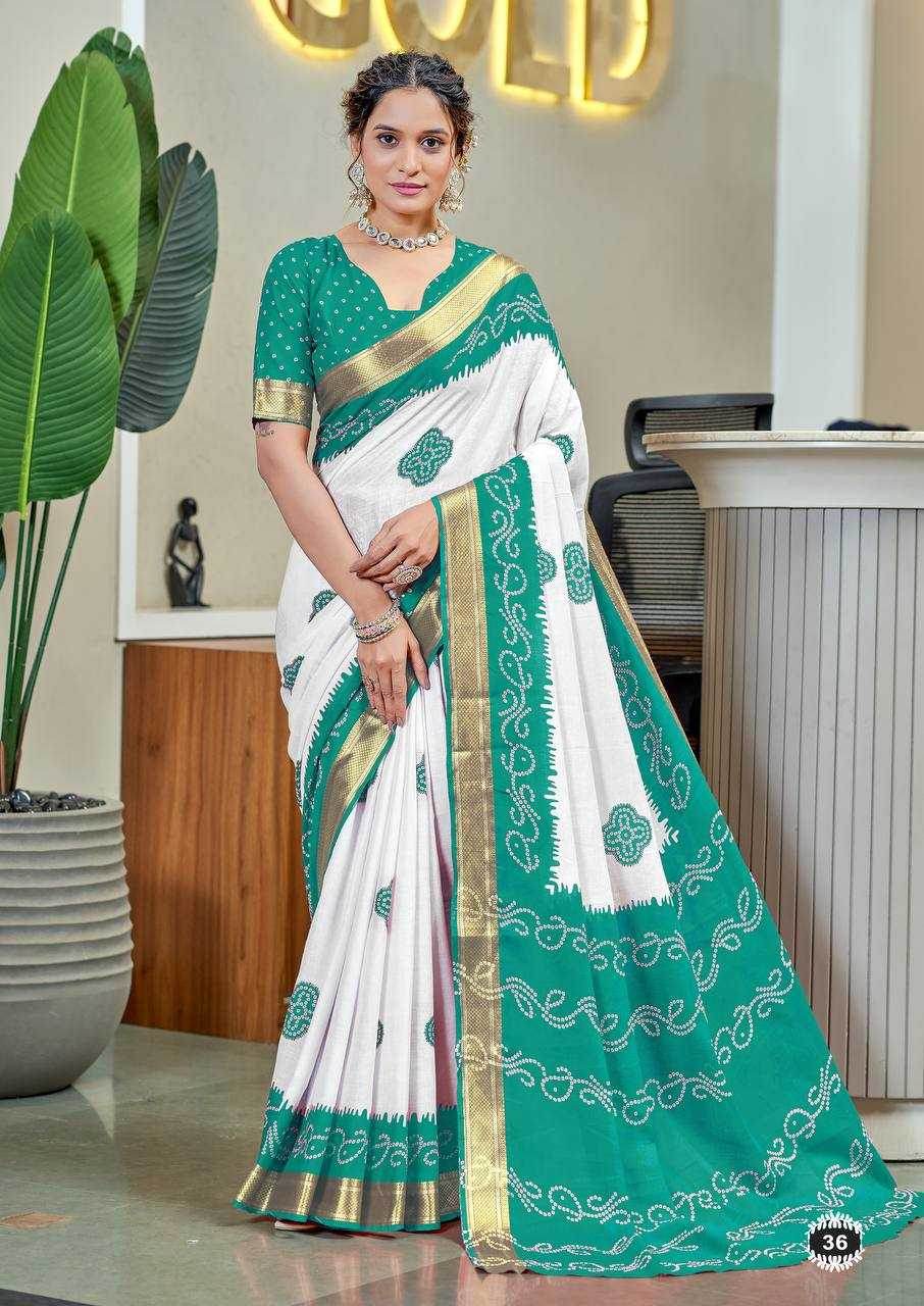 Bandhani Printed Cotton Sarees - MYLUXURY LANE ENTERPRISE